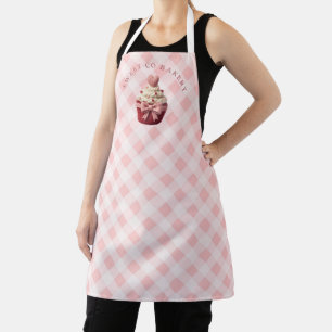 Tablier Pâtisserie de Cupcake en Crochet Faux Gingham Rose
