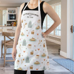 Tablier Pâtisserie personnalisée, Motif de café, texte per<br><div class="desc">Un joli tablier avec un café et un motif dessert pâtisserie. Personnalisez avec 2 lignes de texte personnalisé. Parfait pour tous ceux qui aiment le café,  la boulangerie,  les pâtisseries et plus encore.</div>