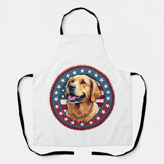 Tablier Patriotic Golden Retriever Heritage Seal Tee 4 (Recto)