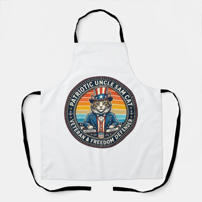 Tablier Patriotic Uncle Sam Cat Retro Sunset T-Shirt (2)_1 (Recto)