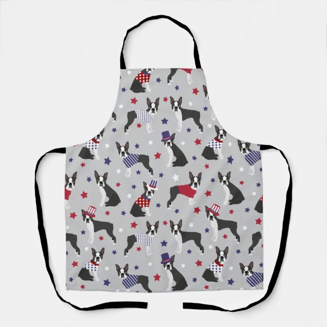 Tablier Patriotique Boston Terrier Dog Apron (Recto)