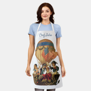Tablier Patriotique vintage, Enfants dans un ballon à air