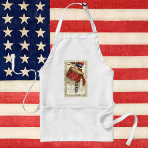 Tablier Patriotique Vintage, Tambours avec Notes de Musiqu