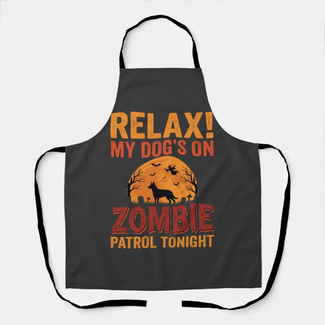Tablier Patrouille de chien zombie Halloween (Recto)