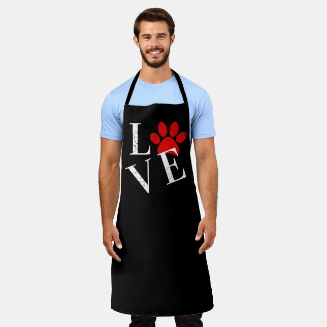 TABLIER PATTE DE CHIEN AMOUR TENDANCE   (Porté)
