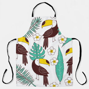 Tablier Patte sans soudure Toucan, tuile avec feuilles de