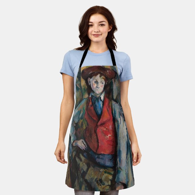 Tablier Paul Cezanne - Garçon dans la veste rouge (Porté)