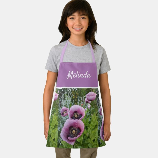 Tablier Pavot rose Fleurs pourpres Filles Enfants Apron (Insitu)