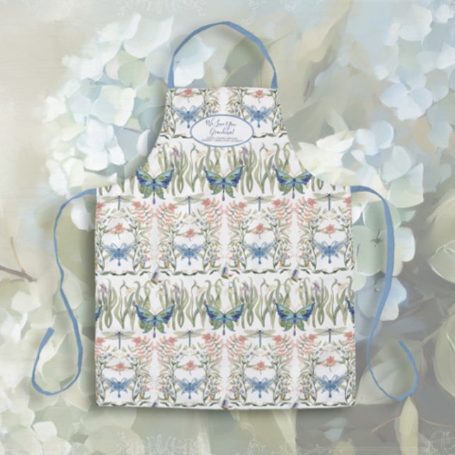 Tablier Pays Anglais Floral Bleu et Blanc Grand-mère (Créateur téléchargé)