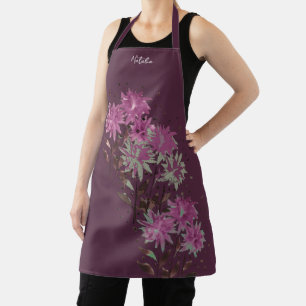 Tablier Pays Moderne Floral Monogrammé Violet