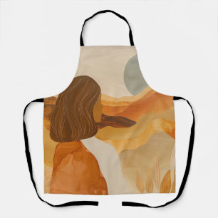 Tablier Paysage Boho Désert Collines Terracotta Lune Sage