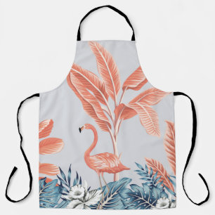 Tablier Paysage botanique vintage tropical, palmier rose