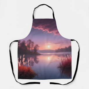 Tablier Paysage du lac Purple au coucher du soleil Trois
