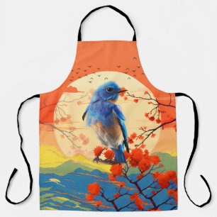 Tablier Paysage japonais moderne d'oiseau dans la nature e