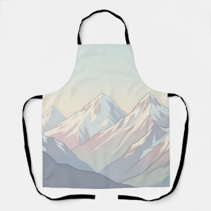 Tablier Paysage minimaliste de montagnes aux couleurs past
