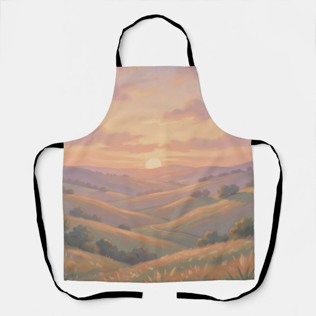 Tablier Paysage Pastel de Collines Ondulantes au Coucher d (Recto)