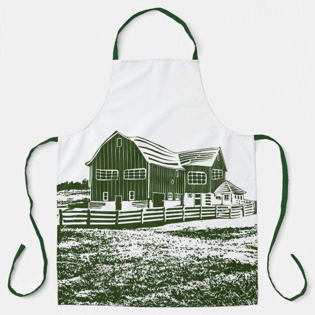 Tablier Paysage rural maison de ferme de style coupe (Recto)
