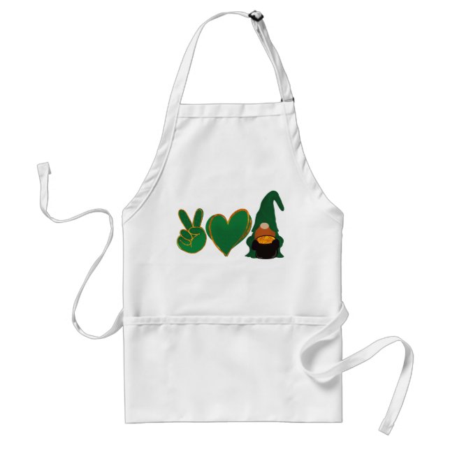 Tablier Peace Love Gnome | Sublimation de la Saint Patrick (Devant)