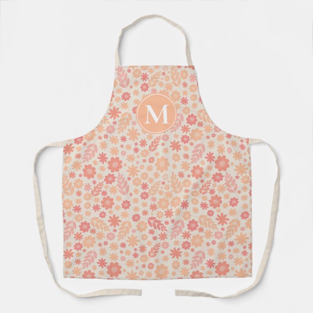 Tablier Peach Airy Fleur sauvage Meadow Motif & Monogram (Recto)