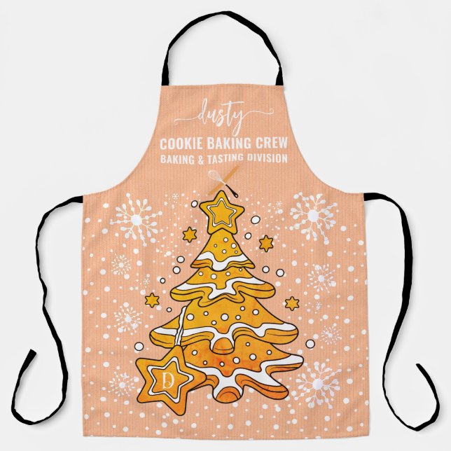 Tablier Peach Christmas Tree Cookie Baking Crew Snowflakes (Recto)
