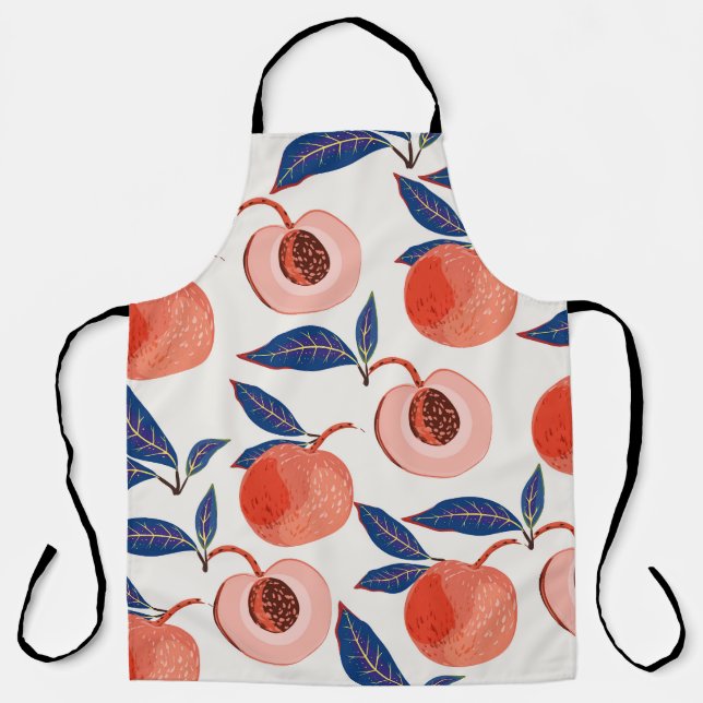 Tablier Peaches Apricot Feuilles Arrière - plan de crème (Recto)