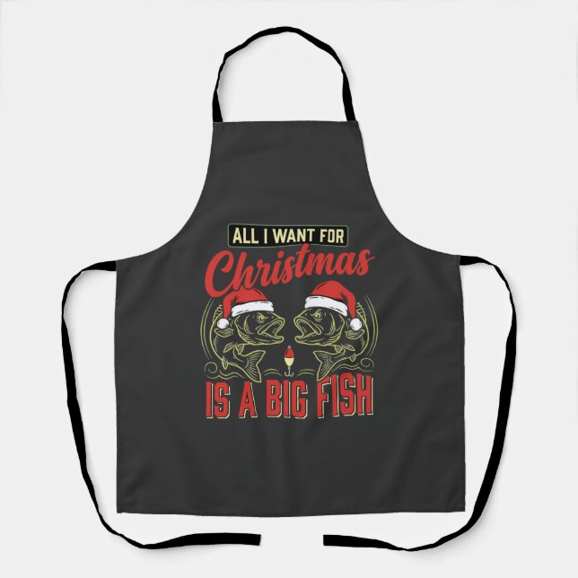 Tablier Pêche de Noël Gros Poisson Vacances (Recto)