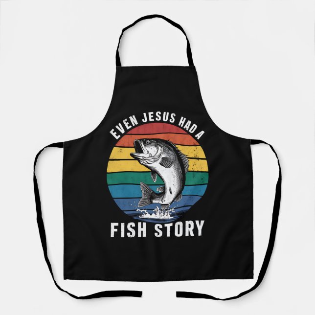 Tablier Pêche Même Jésus avait une histoire de poisson Bas (Recto)