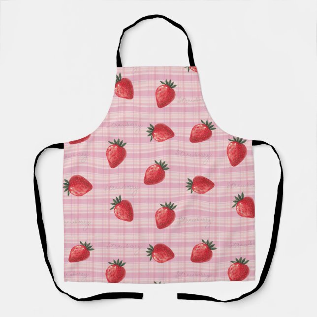 Tablier Pêcher à carreaux fraise (Recto)