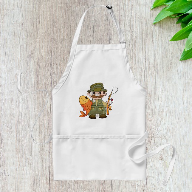 Tablier Pêcheur de dessin animé avec Gros Catch Funny Fish (Créateur téléchargé)