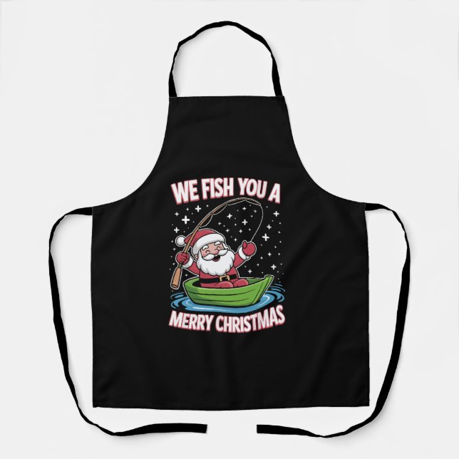 Tablier Pêcheur de Noël Pêche Funny Cool Père Noël (Recto)