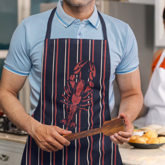 Tablier Pêcheur Homard Bleu Marine Et Rayure Rouge