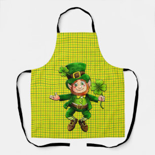 Tablier Peggy Ann All Over Gold Plaid St Patrick's Apron