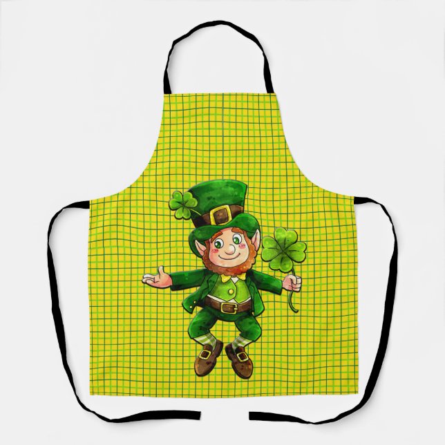 Tablier Peggy Ann All Over Gold Plaid St Patrick's Apron (Recto)