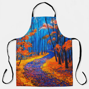 Tablier  peinture à l'huile montrant belle forêt d'automne
