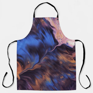 TABLIER PEINTURE ABSTRAITE BLEUE ET BLANCHE