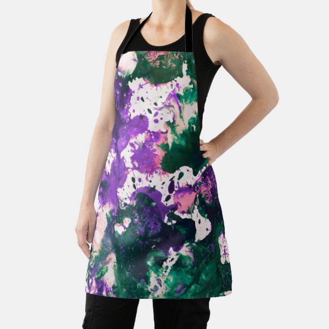 Tablier Peinture Abstraite couleur vert et pourpre (Insitu)