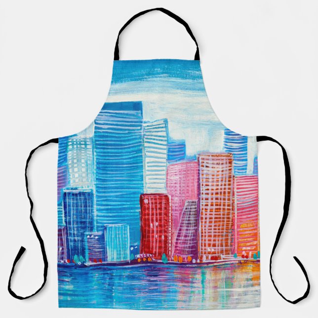 Tablier Peinture artistique de gratte-ciel. Style Abstrait (Recto)