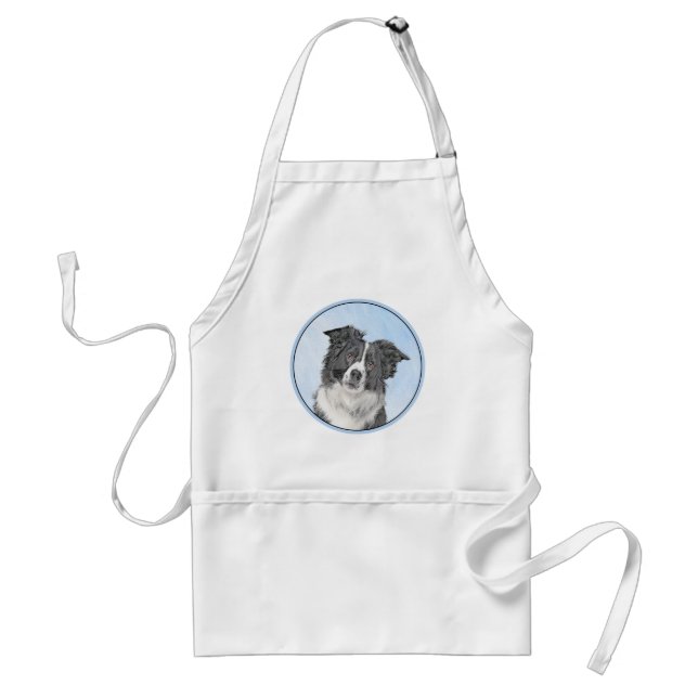 Tablier Peinture Collie Bordure - Joli art original chien (Devant)