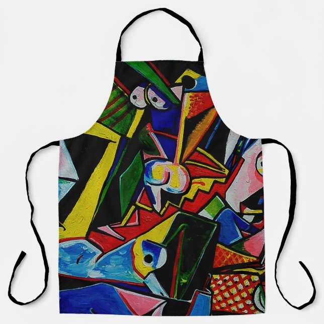 Tablier Peinture d'art Abstrait Triangle Curve Carré, tabl (Recto)