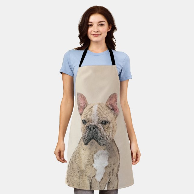 Tablier Peinture de Bouledogue Français (Sable) - Original (Porté)