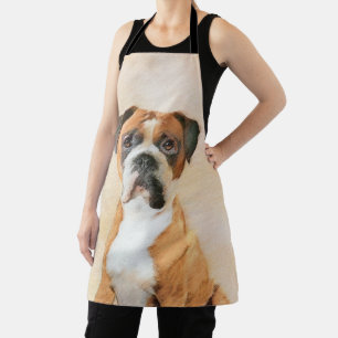 Tablier Peinture de chien Boxer non rognée, œuvre d'art an