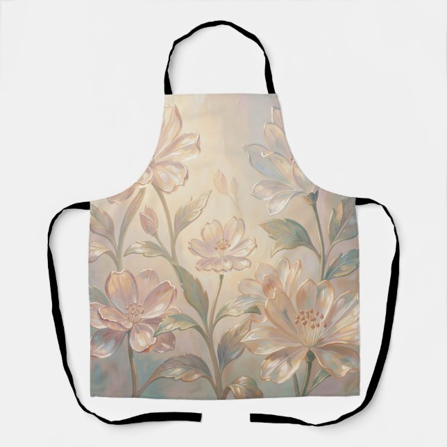 Tablier Peinture de fleurs douces au pastel (Recto)