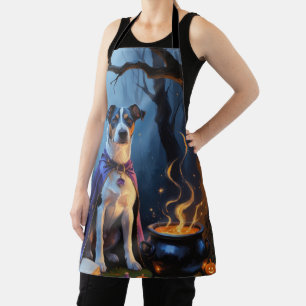 Tablier Peinture de Halloween fantaisiste de chien Blue He