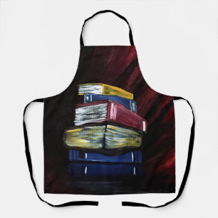 Tablier Peinture de livres empilés colorés Cuisine littéra