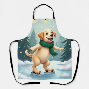 Tablier Peinture de Noël de Labrador Retriever patinant su