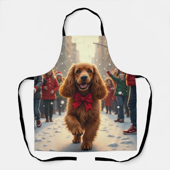Tablier Peinture de Noël de parade de Noël avec Cocker Spa (Recto)