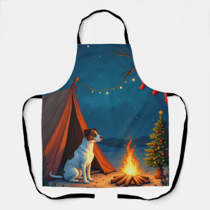 Tablier Peinture de nuit de camping de Noël Jack Russell