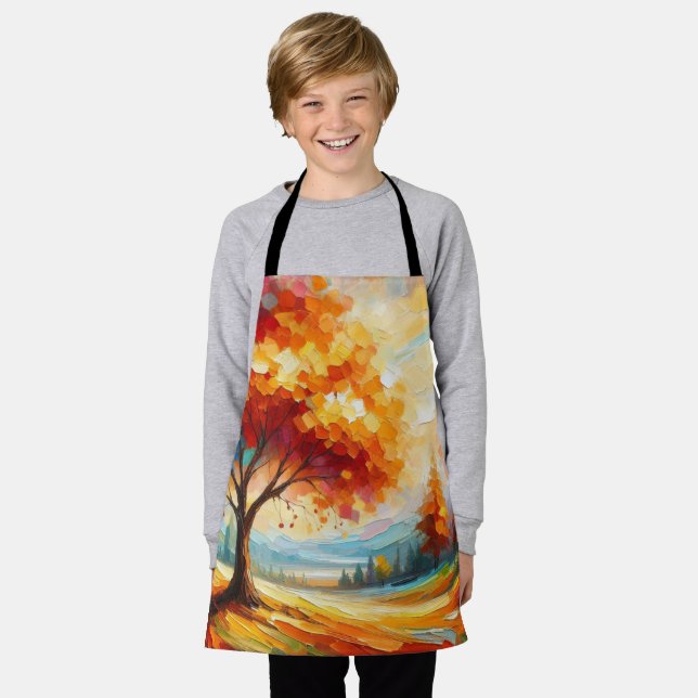 Tablier Peinture de paysage avec des couleurs vives (Porté)