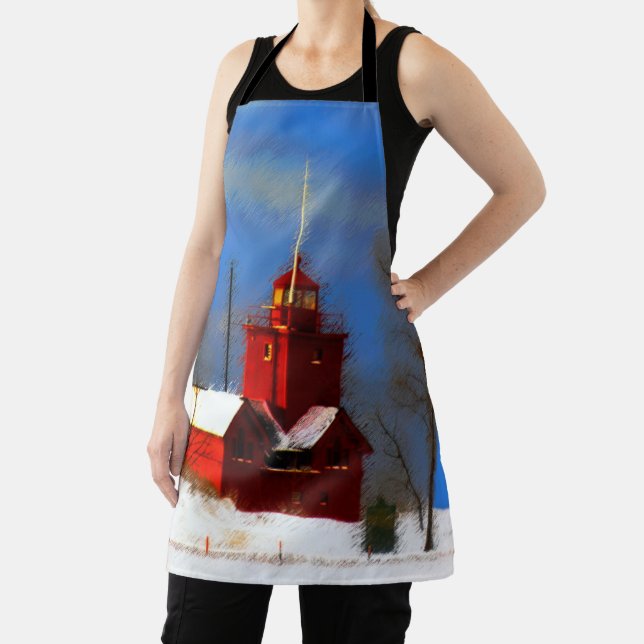Tablier Peinture de phare rouge - Art original (Insitu)