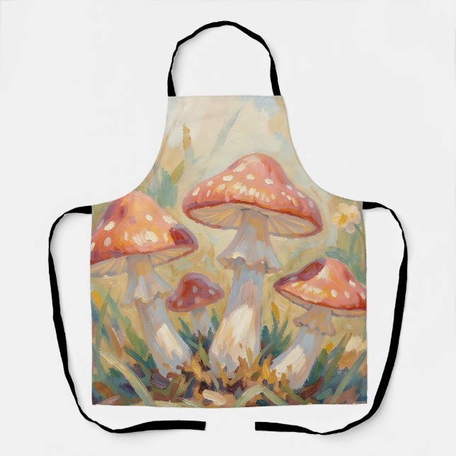 Tablier Peinture de prairie aux champignons rouges fantais (Recto)